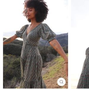 Daughters of India zuri wrap dress sage s nwt